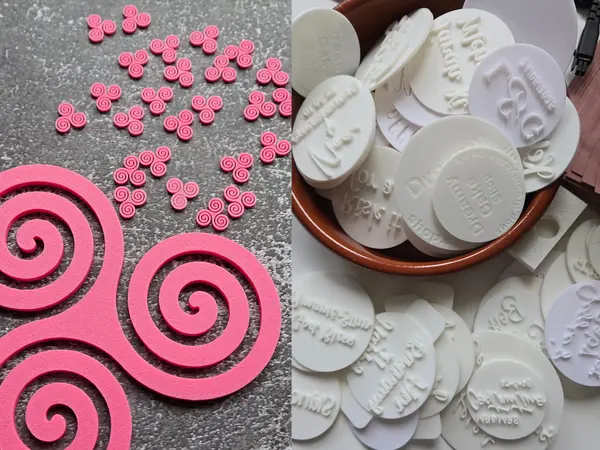 Small-batch 3D printed production of repeated technical parts.